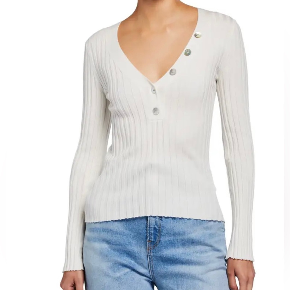 Veronica Beard Juliana V Neck Henley Top